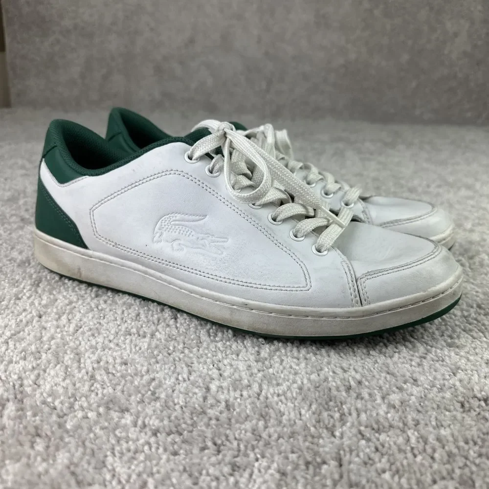 Lacoste Sport Nistos DL SPM Leather White/Green Sneakers‎ Shoes Mens 12 EU 46